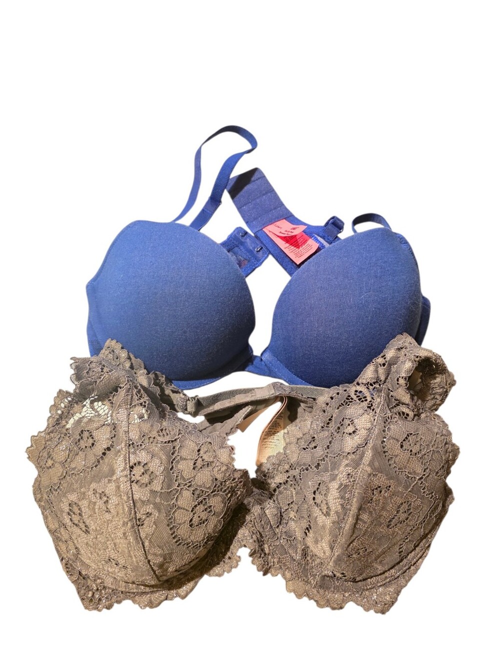 2x La Senza Blue and Taupe Lace & T-Shirt Bra Set - Women Intimates